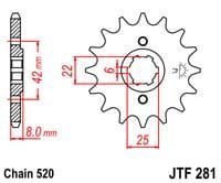 voortandwiel voorkettingwiel	jtf281.15
