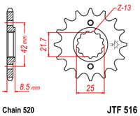 voortandwiel voorkettingwiel	jtf516.16	geen borggaten