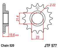 voortandwiel voorkettingwiel	jtf577.15