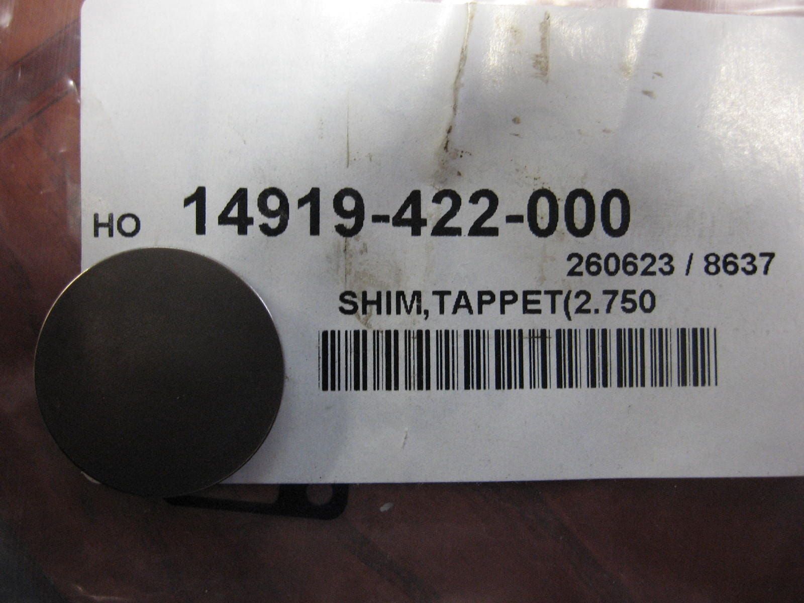 klepstelplaatje / shim nieuw diameter 25mm dikte 	275