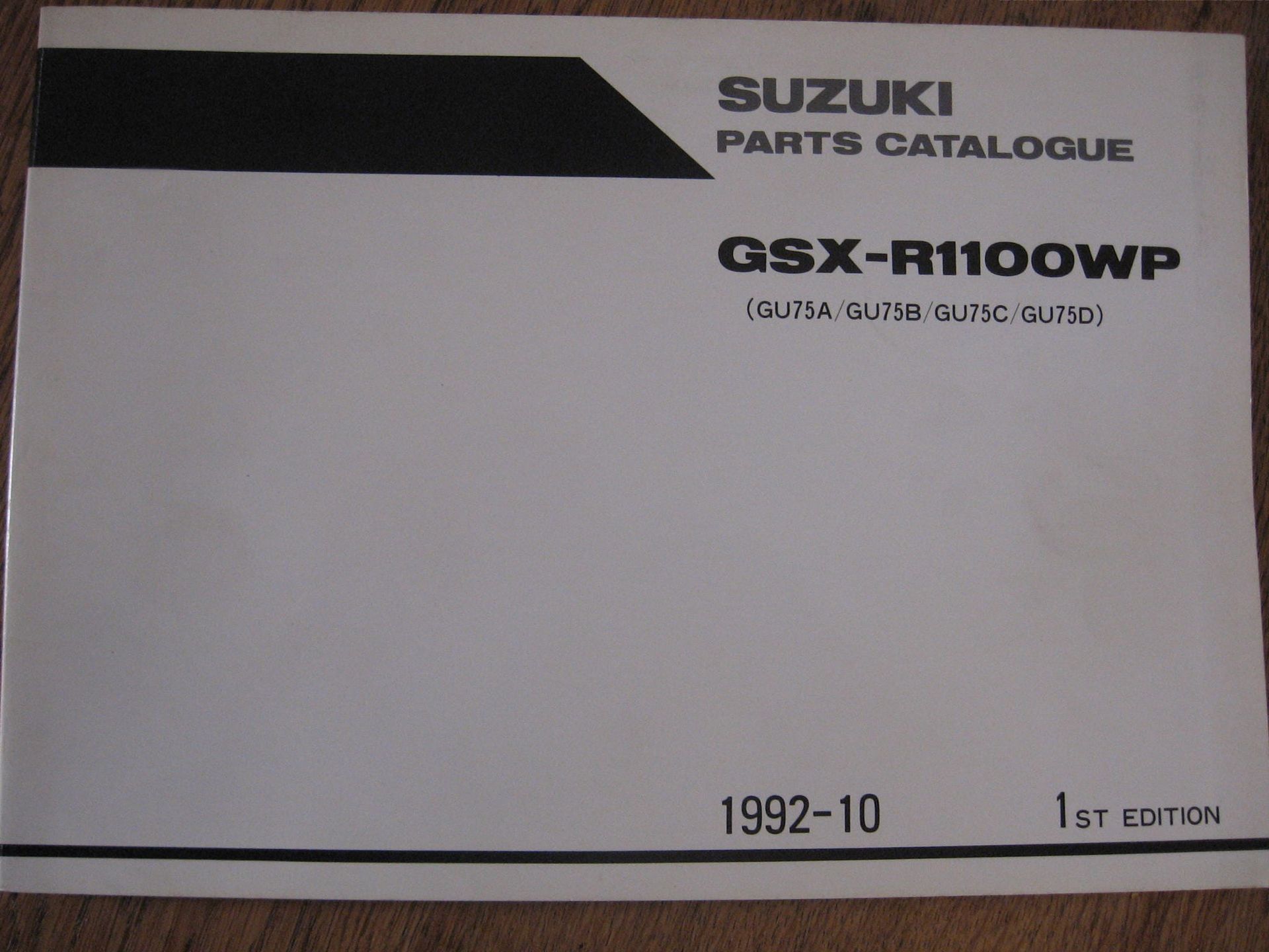 Suzuki origineel parts catalog / manual  uit 1992-10 , 1e  editie 	GSX-R1100Wp GU75A/GU75B/GU75C/GU75D	9900 B-30091