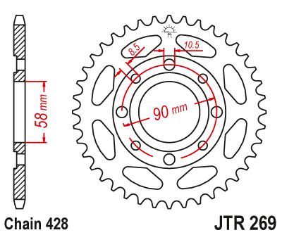 Achterkettingwiel / achtertandwiel	jtr269.49