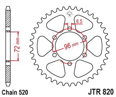 Achterkettingwiel / achtertandwiel	jtr820.42