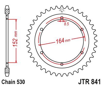 Achterkettingwiel / achtertandwiel	jtr841.44			niet oem tanden sr500 1978-81 , XT500 >>> 530 Chain Conversion  78
