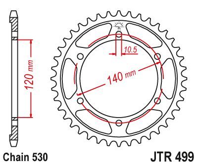 Achterkettingwiel / achtertandwiel	jtr499.38			afam16603t38