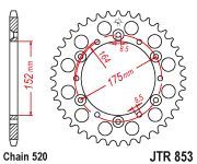 Achterkettingwiel / achtertandwiel	jtr853.48		,	2045