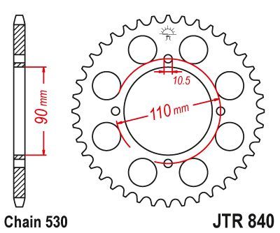 Achterkettingwiel / achtertandwiel	jtr840.38		Afam 12402-38
