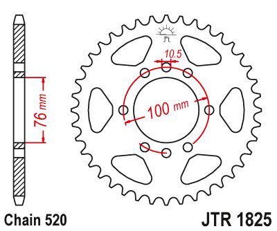 Achterkettingwiel / achtertandwiel	jtr1825.37   , suzuki gn400
