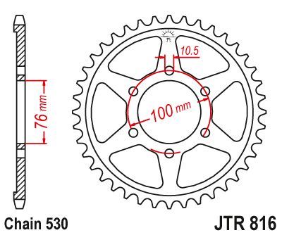 Achterkettingwiel / achtertandwiel	jtr816.46  gt750 , gsx550