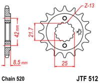 voortandwiel voorkettingwiel	jtf512.15