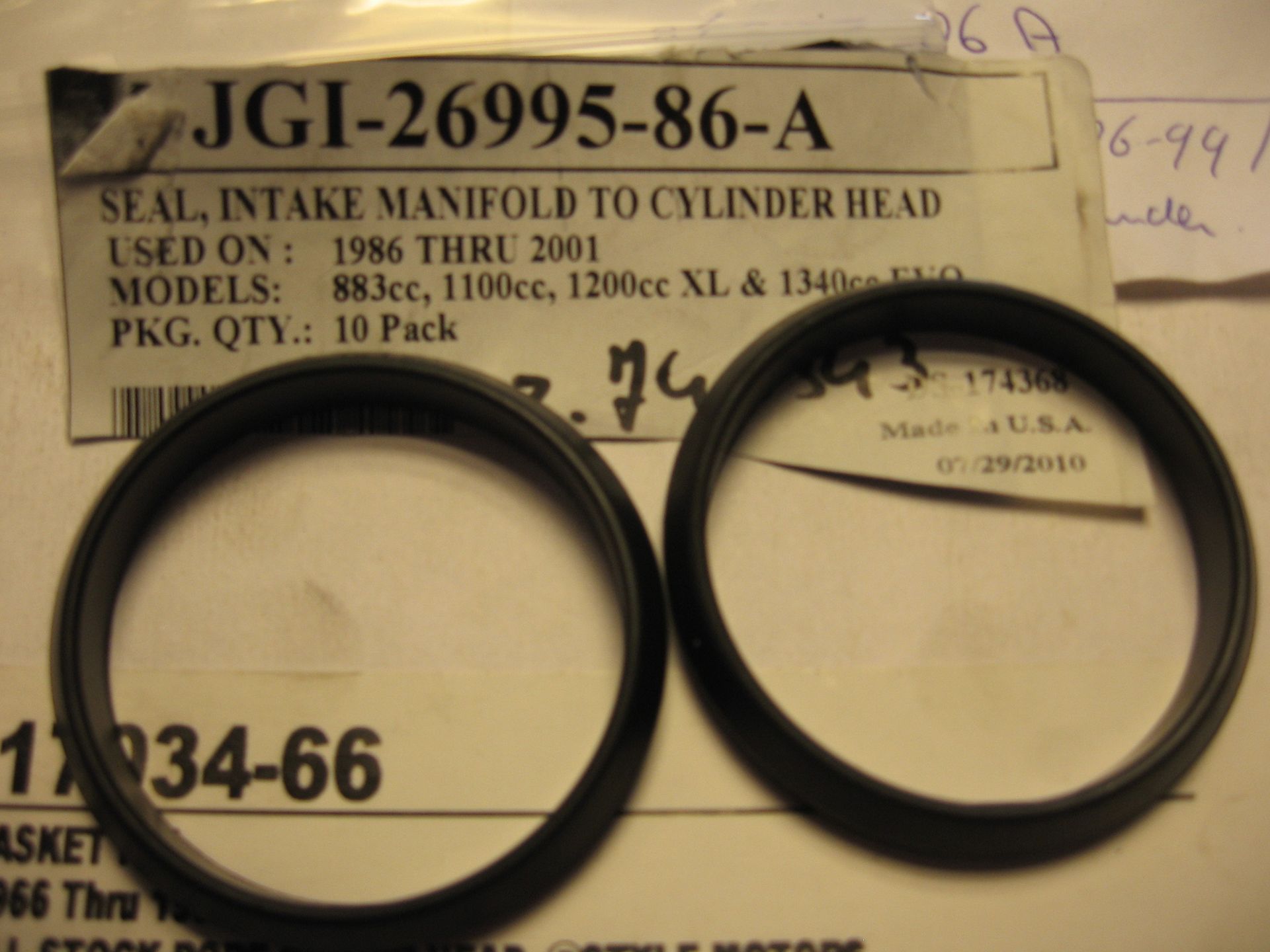 2x seal intakemanifold 1986-2001 , xl883 xl1100 xl1200 evo1340	zodiac			26995-86a	Zodiac 740343
