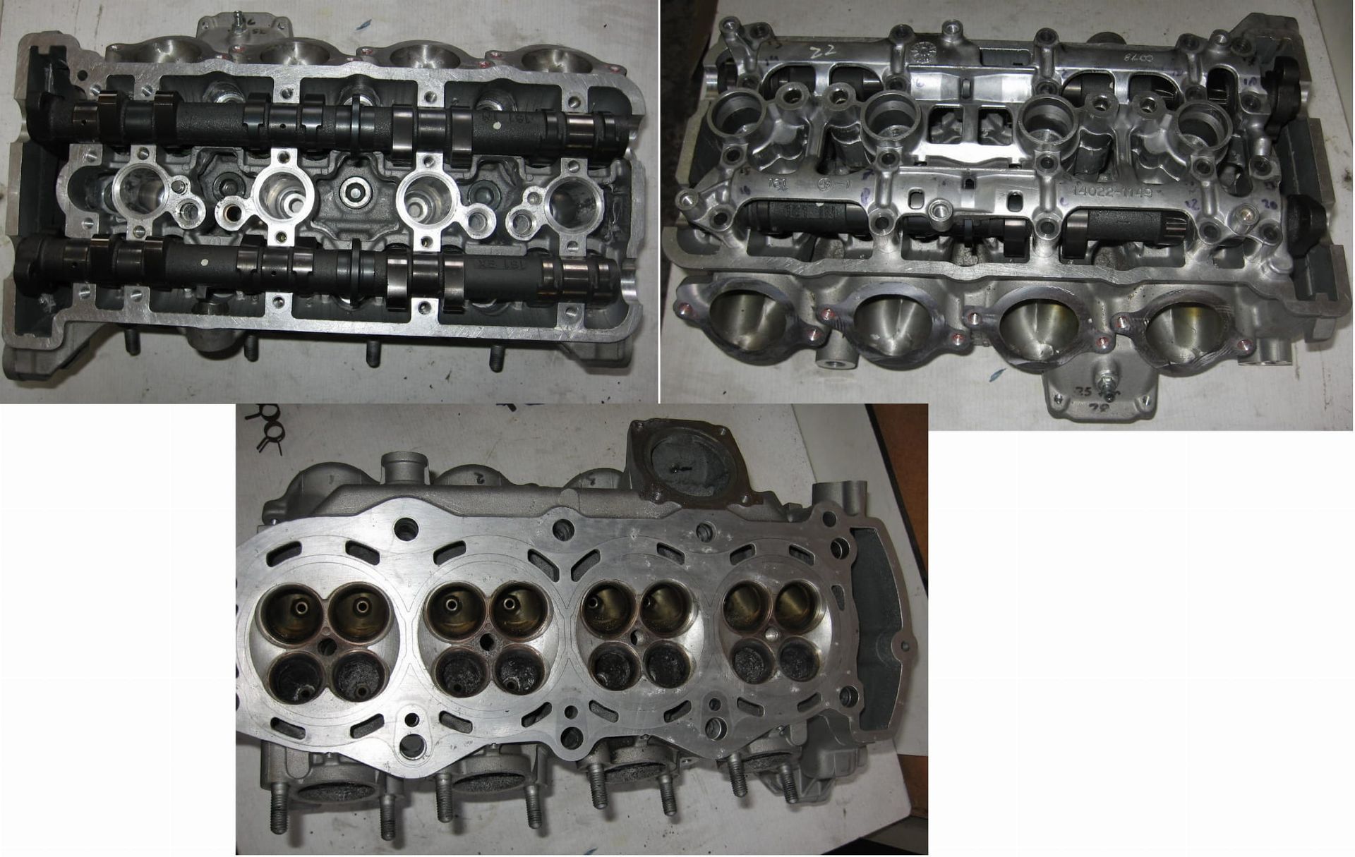 cilinderkop zonder kleppen met nokkenassen	zx6-r 2003-04	11008-0019 + 49118-1226 + 49118-1227