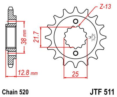 voortandwiel voorkettingwiel	jtf511.15	afam 4505