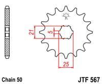 voortandwiel voorkettingwiel	jtf567.16	459B16