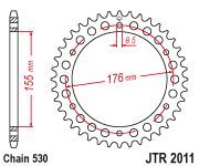 Achterkettingwiel / achtertandwiel	jtr2011.42		, 42 2046