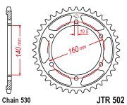 Achterkettingwiel / achtertandwiel	Jtr502.49