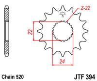 voortandwiel voorkettingwiel	jtf394.15