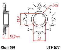 voortandwiel voorkettingwiel	, jtf577.14  yamaha XT TT ,Muz