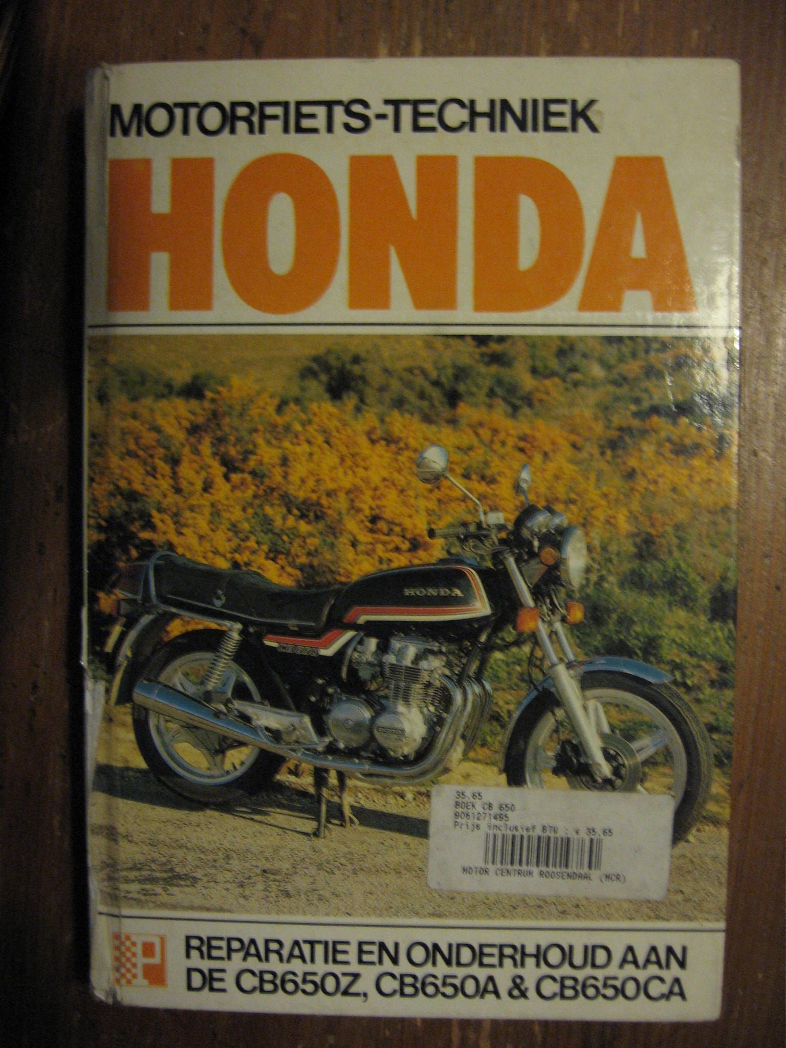 Honda werkplaatshandboek Peters	CB650Z 1978-80,CB650A 1979-80,CB650CA 1979-80			nederlands nieuw kaft verkleurd en beschadigd
