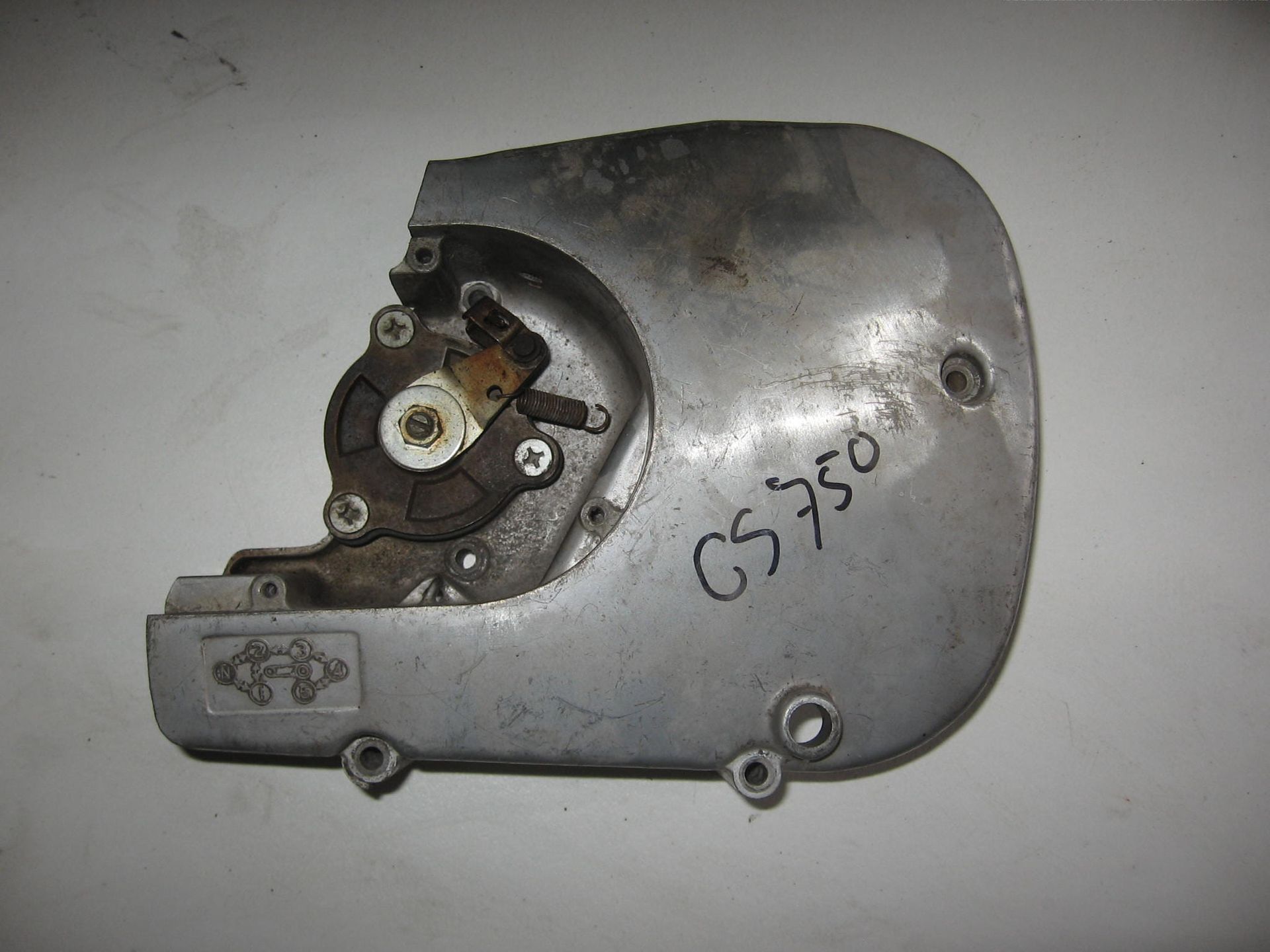 blokdeksel links deksel voortandwiel , met koppelings bediening // gs750 1977-79 , 11361-45001 +23231-34001