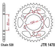 Achterkettingwiel / achtertandwiel	Jtr1478.42