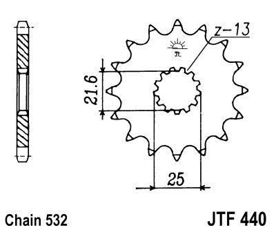 voortandwiel voorkettingwiel	Jtf440.14	(6566 fe14)	Suzuki GSX-R1100 G,H,J 1986 to 1988