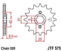 voortandwiel voorkettingwiel	jtf575.14