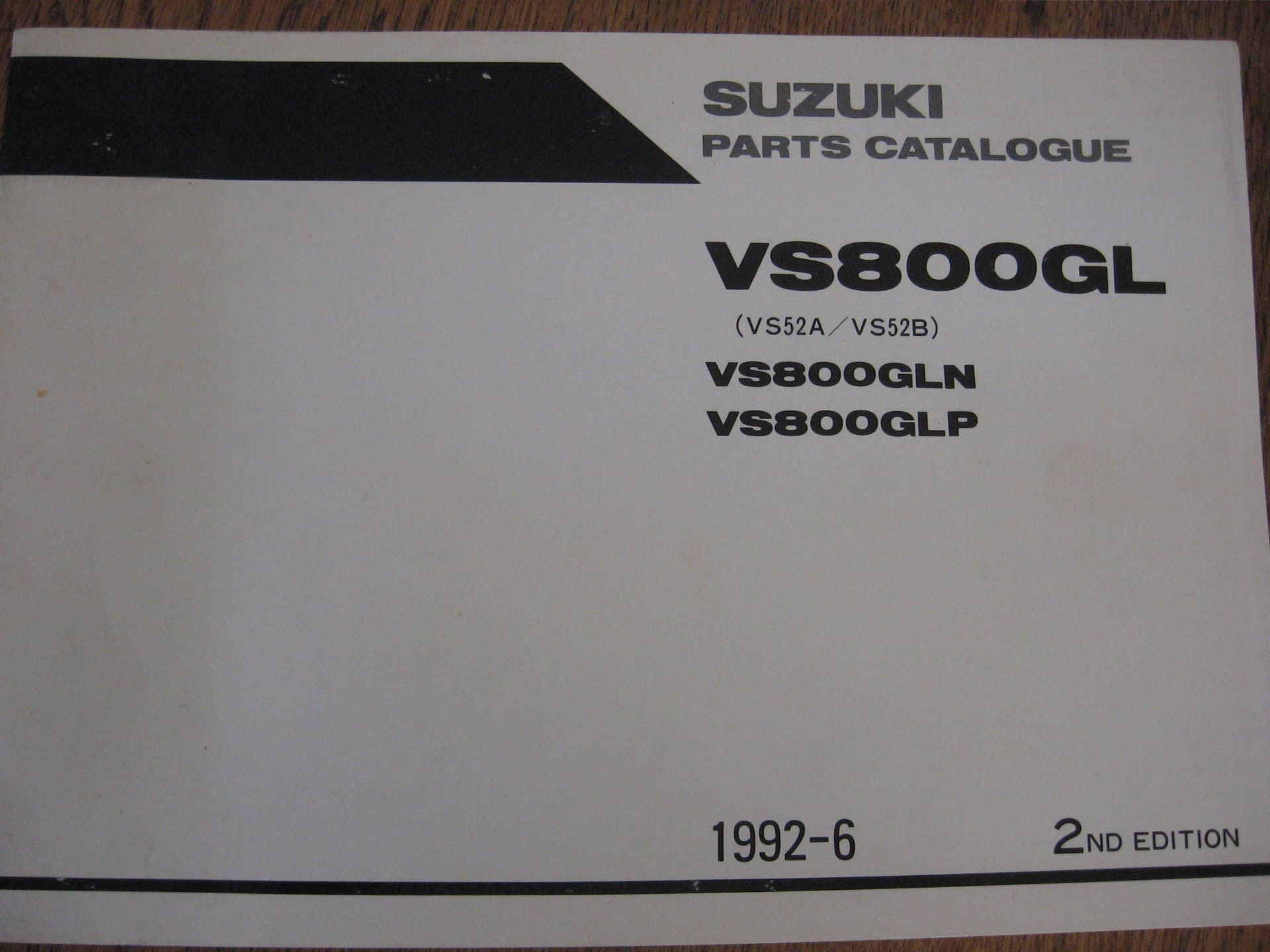 suzuki origineel parts catalog / manual  uit 1992-6 2e editie 	VS800GLN 1992-1993	,VS52A/VS52B	,9900 B-30088-010