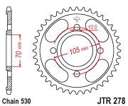 Achterkettingwiel / achtertandwiel	jtr278.38	,	350138
