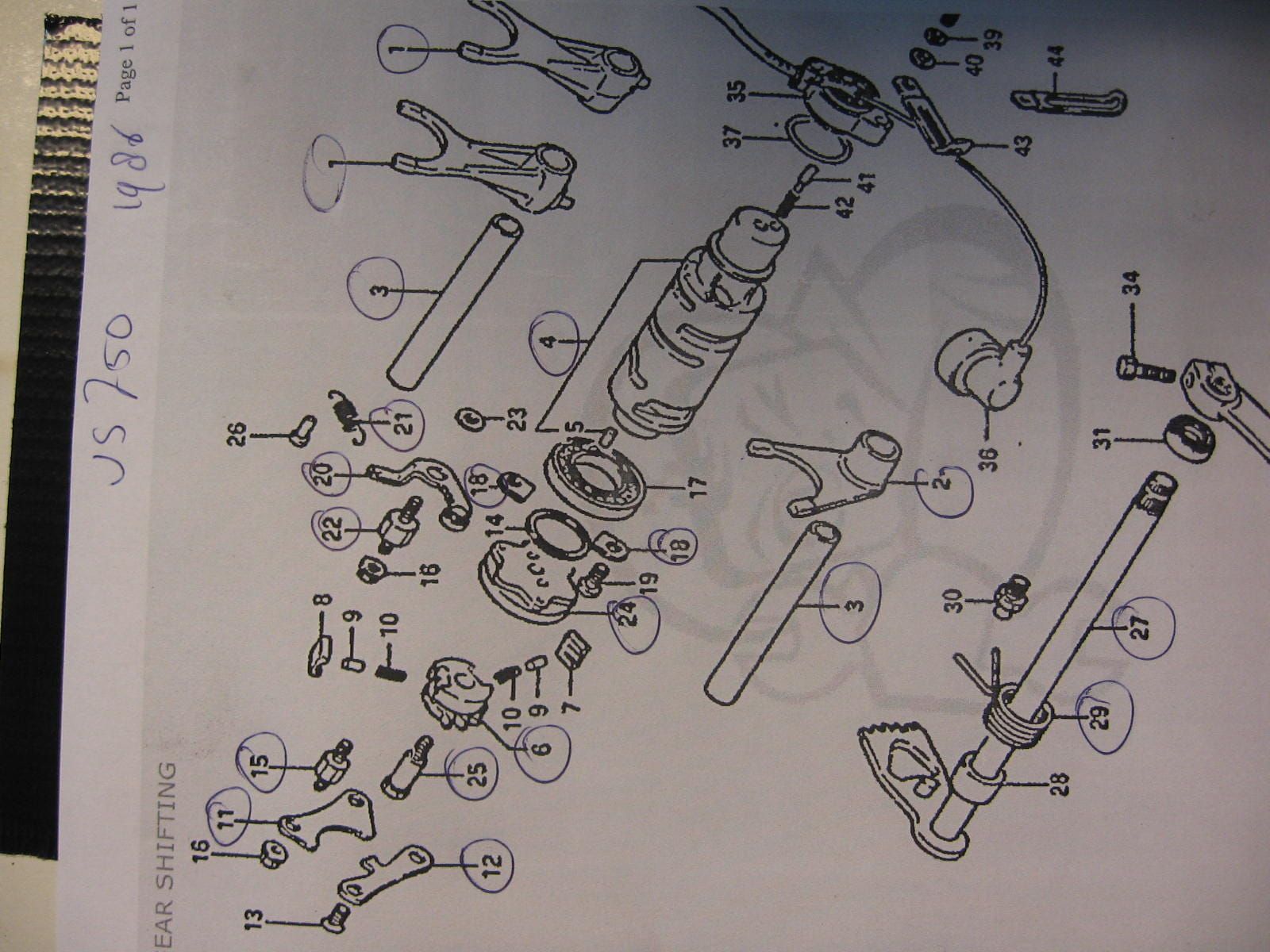 gearshift mechanisme – vs700/750 1986
