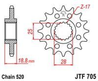 voortandwiel voorkettingwiel	jtf705.17	,c 4040/k-17