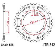 Achterkettingwiel / achtertandwiel	Jtr312.40