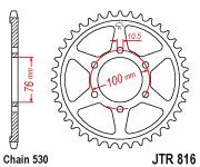 Achterkettingwiel / achtertandwiel	jtr816.45	,oem 64511-27e00