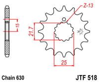 jtf 518.13 ,  voortandwiel voorkettingwiel