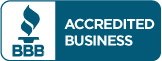 BBB Accredited Business logo: blue flame with “BBB” and “Accredited Business” text.