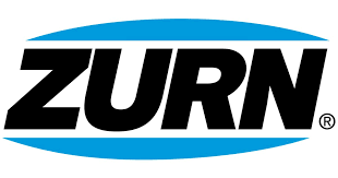 ZURN logo, black bold text on blue oval background.