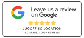 Google review request, five gold stars, text reads 