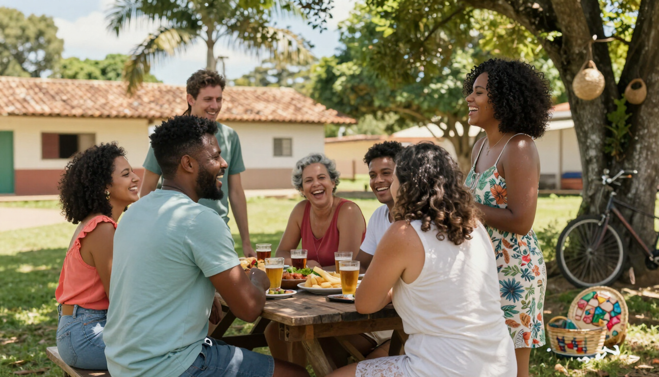 Grupo aproveitando a cidade durante um fim de semana