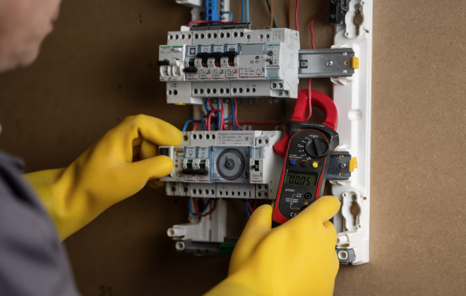 Photo zoomé sur les mains d'un technicien intervenant sur une installation