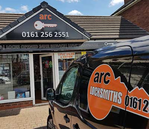 Return to homepage arc locksmiths logo - Locksmiths Manchester, Cheshire.