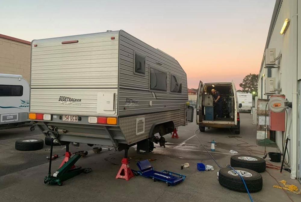 Caravan Getting Repaired — Caravan Servicing in Coffs Harbour in North Boambee Vally, NSW