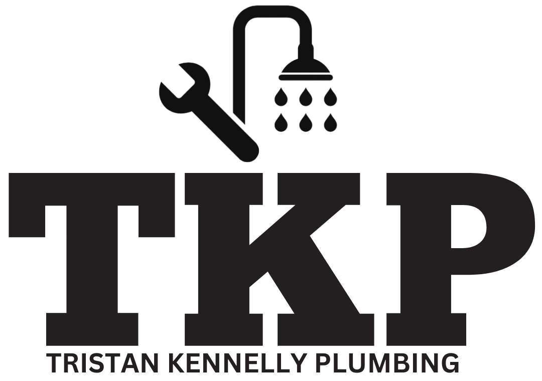 Logo for Tristan Kennelly Plumbing, featuring a wrench, showerhead, and the initials TKP. Below is the company name.