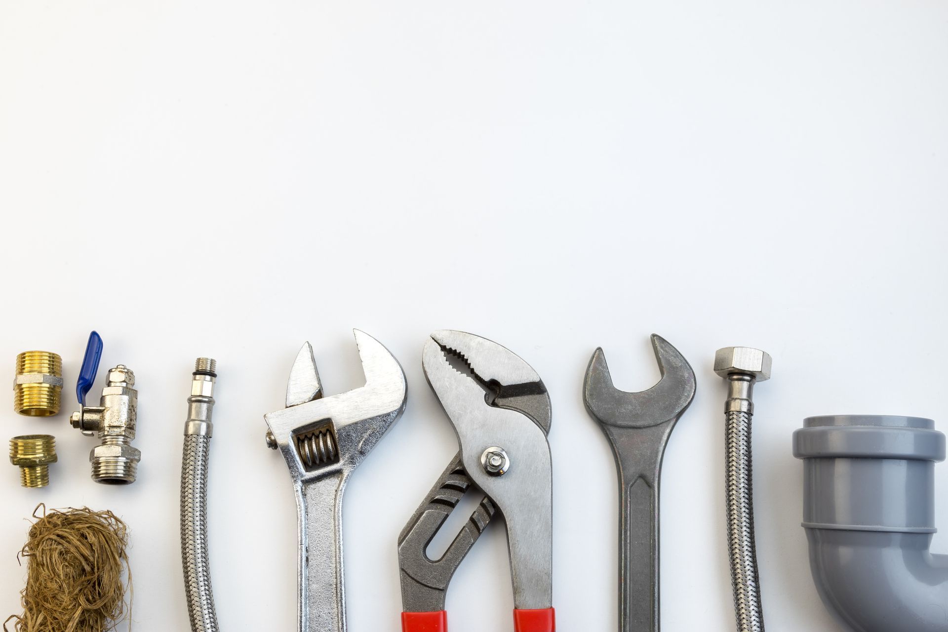 plumber tools ligned up