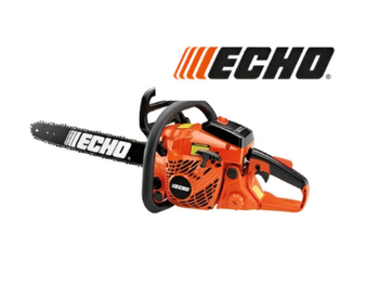 Orange Echo chainsaw with black accents and logo.