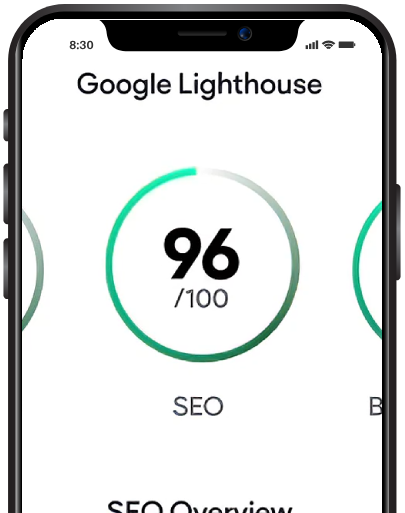 A phone with a google lighthouse app on it
