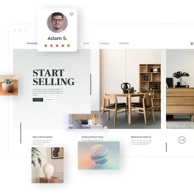 A website that says start selling on it