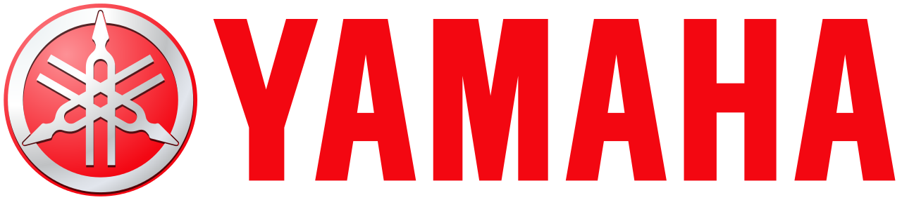 Logo Yamaha con emblema rosso e testo rosso in grassetto su sfondo bianco.