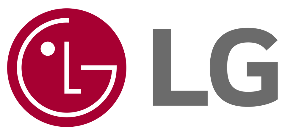 Logo LG in rosso e grigio, con un cerchio rosso stilizzato e lettere bianche accanto a “LG”