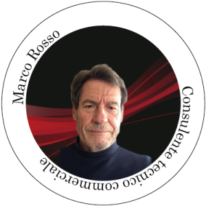 Marco Rosso, consulente tecnico commerciale, in un logo con accenti rossi.
