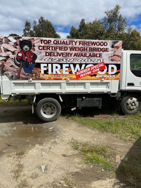 Firewood Devils Truck — Hobart & Huonville, TAS — Leslie Vale Landscape & Gravel Supplies